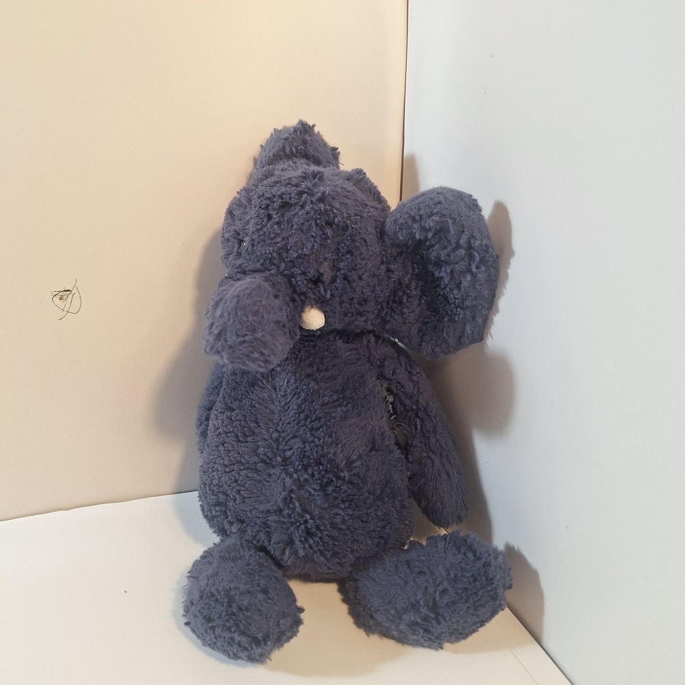 Jellycat Bashful Blue Elephant Retired Navy Blue White Tusk London Toy 12"